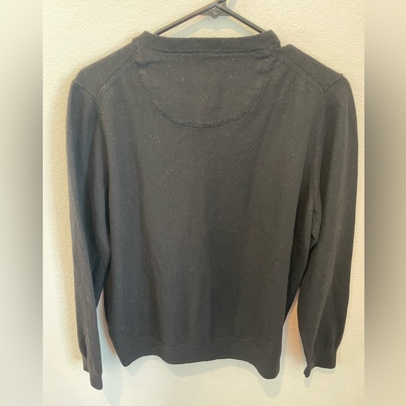 Nordstrom Men’s Shop Extra Large XL Black Merino V-Neck Sweater - Picture 4 of 6
